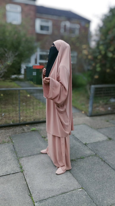 two piece jilbab with kimono sleeves mocha