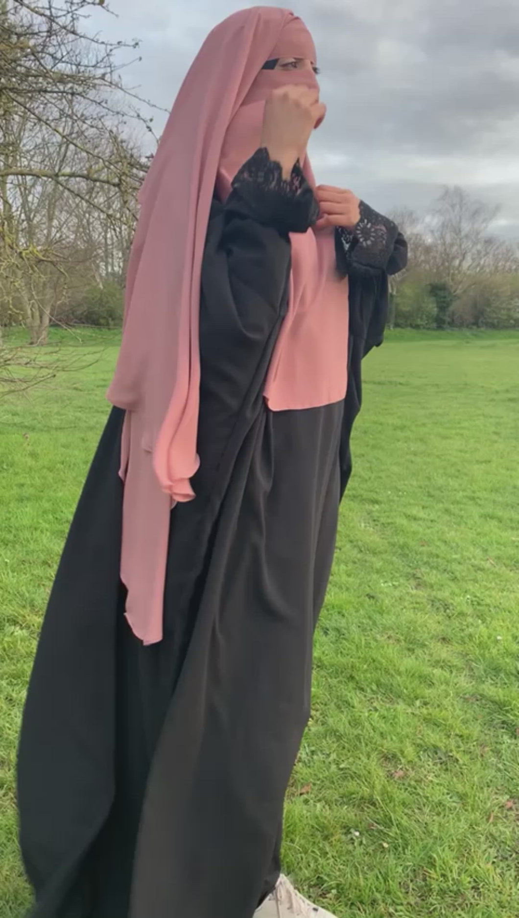 Three layer luxury Niqab Pink