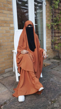 Load image into Gallery viewer, Two piece sheen Jilbab Orange
