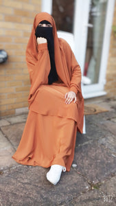 Two piece sheen Jilbab Orange