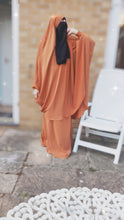 Load image into Gallery viewer, Two piece sheen Jilbab Orange
