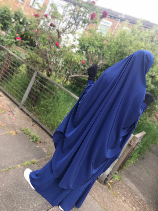 Two piece sheen Jilbab Royal Blue