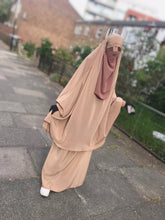 Load image into Gallery viewer, Two piece sheen Jilbab Mocha
