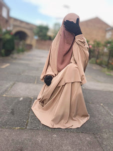 Two piece sheen Jilbab Mocha