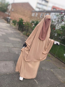 Two piece sheen Jilbab Mocha