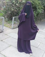 Load image into Gallery viewer, two piece jilbab with kimono sleeves aubergine
