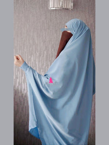 two piece sheen Jilbab Baby blue