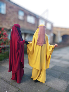 Two piece sheen Jilbab Yellow