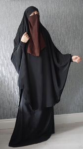 Two piece sheen Jilbab Black