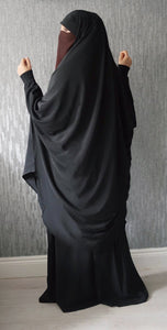 Two piece sheen Jilbab Black