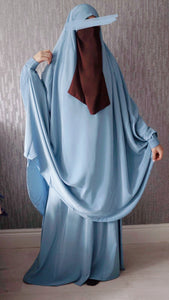 Luxury Two piece Jilbab set Baby Blue