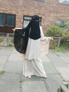 Two layer black niqab with lace