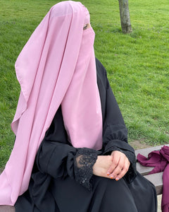 Luxury two layer niqab Baby Pink