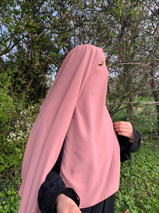 Three layer luxury Niqab Pink