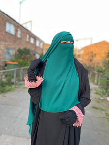 Luxury two layer niqab Green