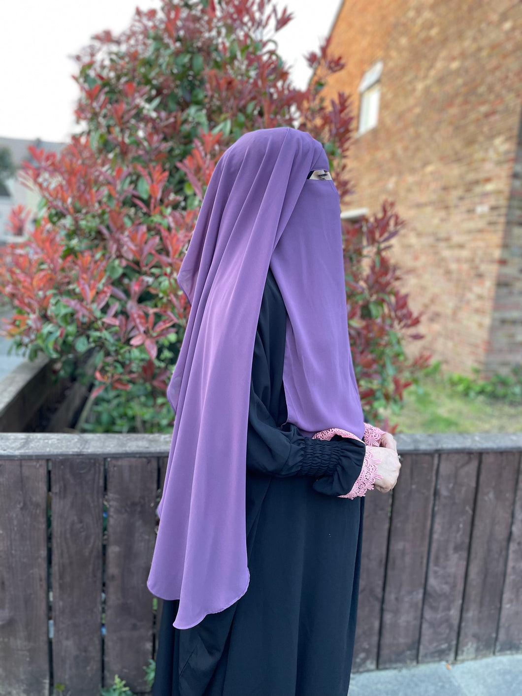 Luxury two layer niqab Purple