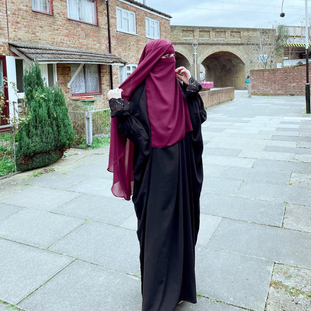 Luxury two layer niqab Burgundy