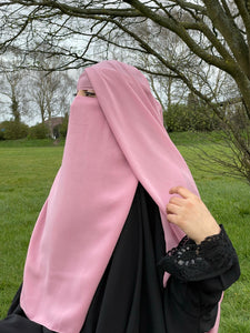 Luxury two layer niqab Baby Pink