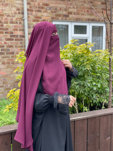 Luxury two layer niqab Burgundy