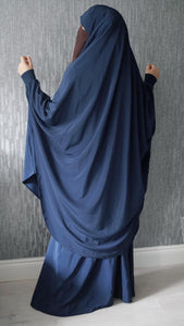 Two piece sheen Jilbab Navy Blue