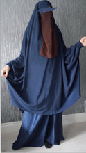 Load image into Gallery viewer, Two piece sheen Jilbab Navy Blue
