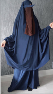 Two piece sheen Jilbab Navy Blue