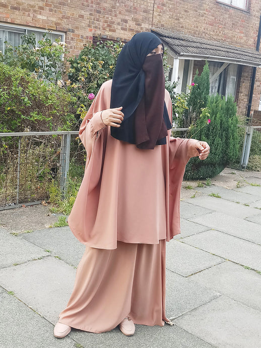 Two piece abaya nour camel beige