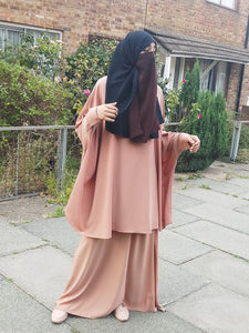 Two piece abaya nour camel beige