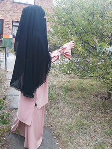 Two layer black niqab with lace