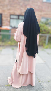 Two layer black niqab with lace