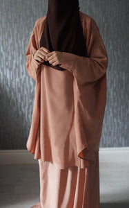 Two piece abaya nour camel beige