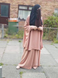 Two piece abaya nour camel beige