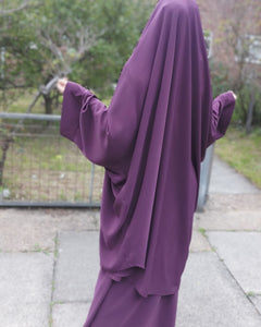 two piece jilbab with kimono sleeves purple